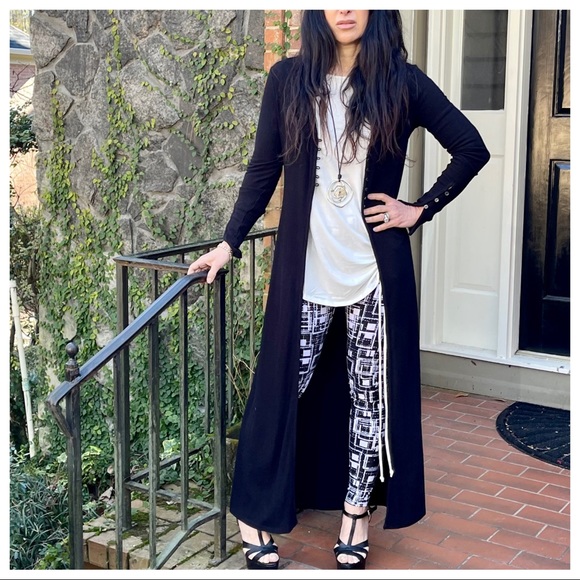 ✨RESTOCKED✨Chic black long knit duster - Picture 3 of 11